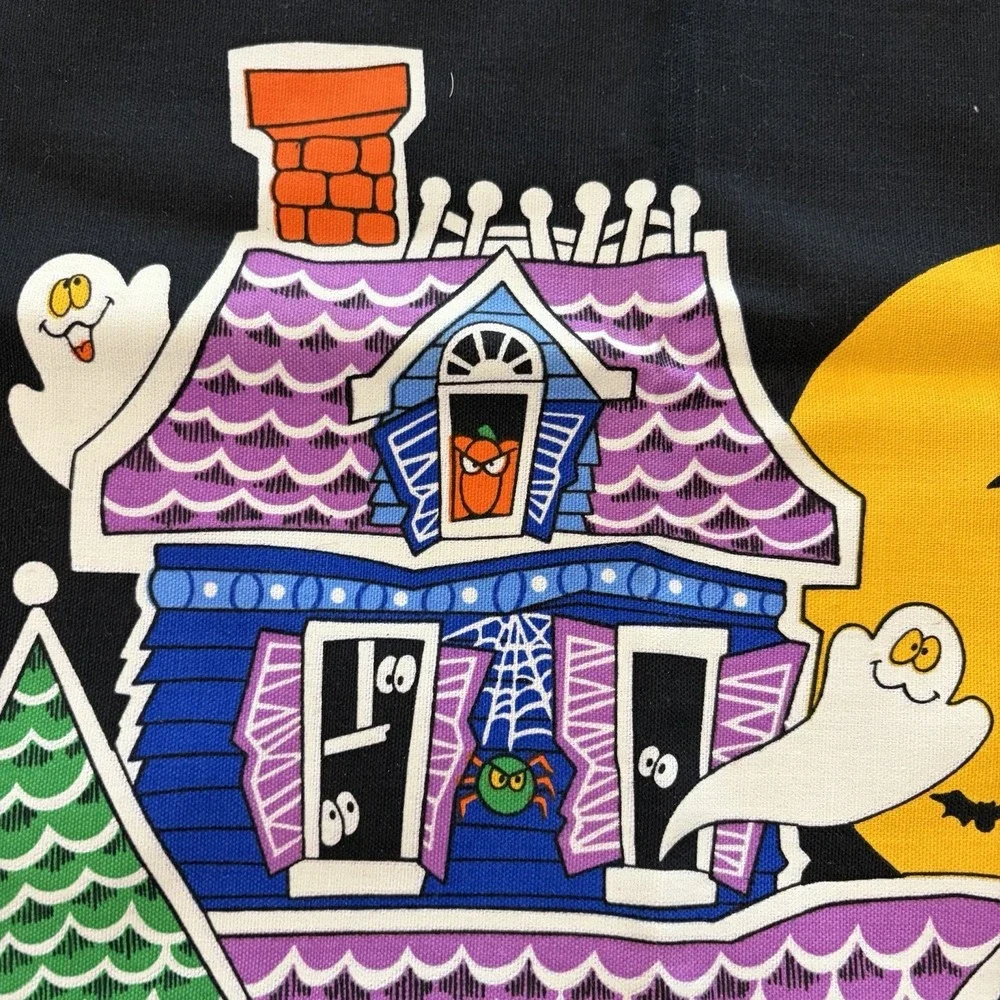 Vintage Halloween Trick Or Treat Haunted House Cranston Fabric Panels Cut Sew